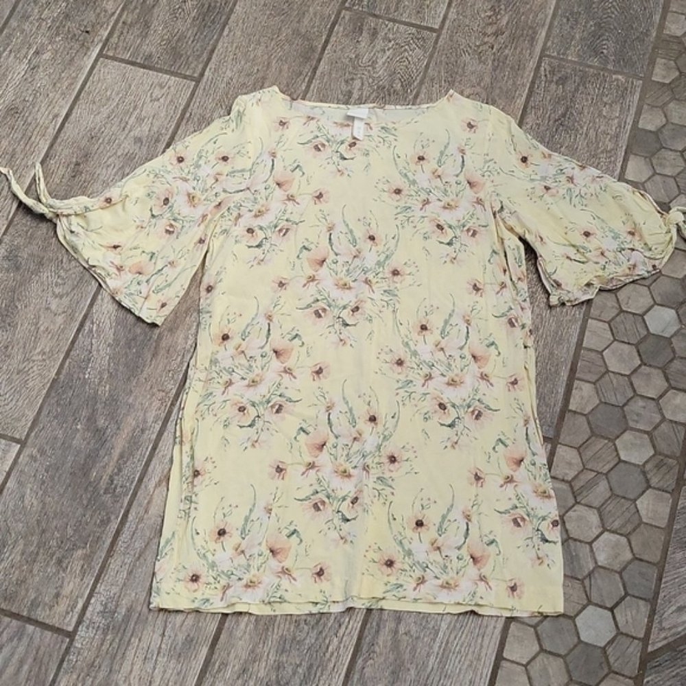 H&M cotton  floral dress with tie sleeves SEE MEASUREMENTS